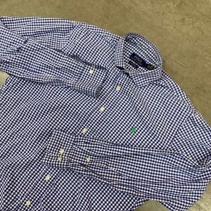 Polo‎ Ralph Lauren Blue Gingham Slim Fit Button Down Shirt Men's 15.5